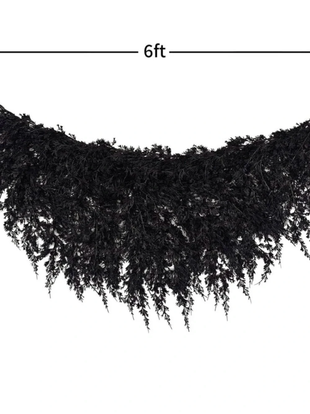 My Texas House Halloween Drapey Faux Cedar Garland, Black, 6'